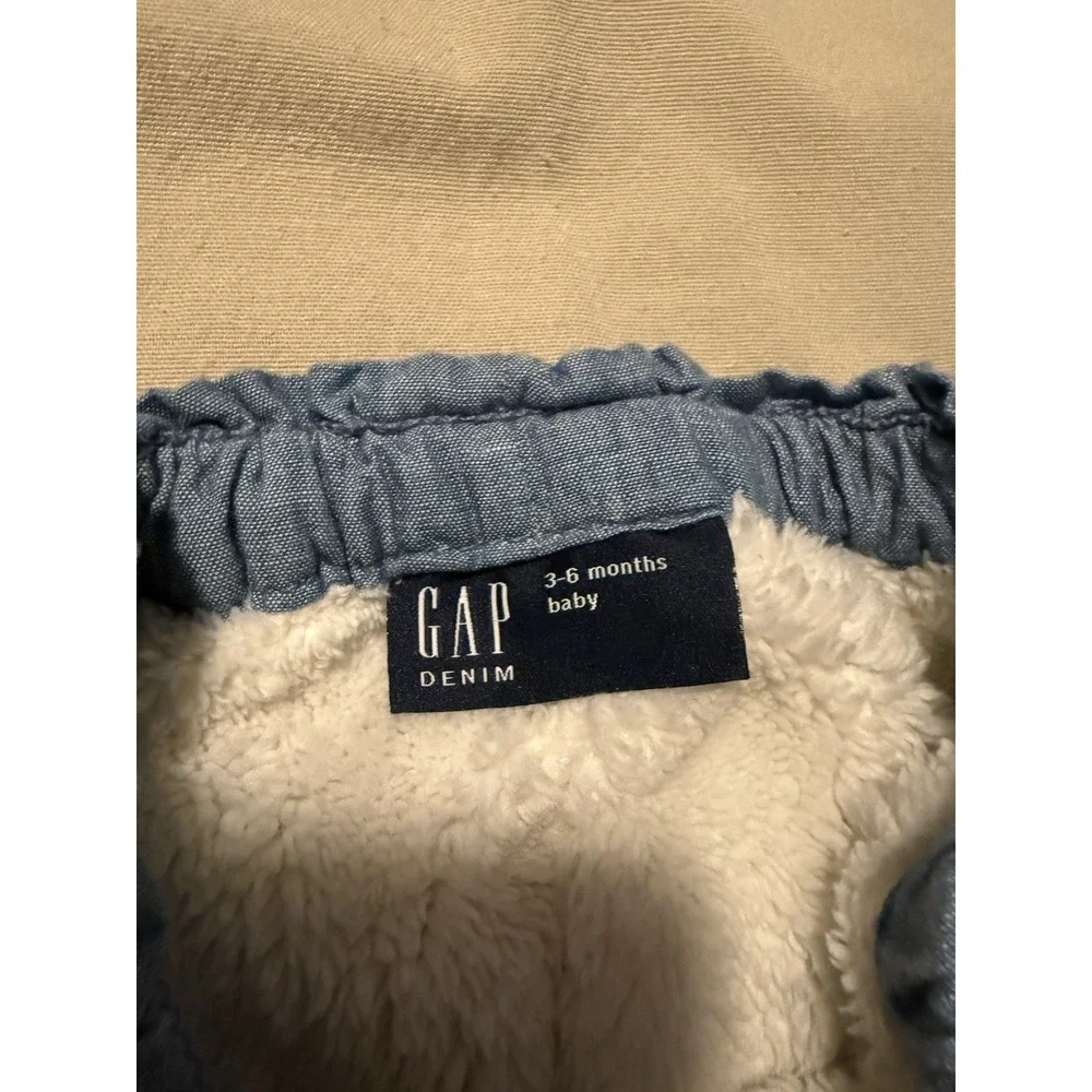 Baby Gap Girls Boys Sherpa Lined Pull On Blue Jean Pants Size 3-6 Months
